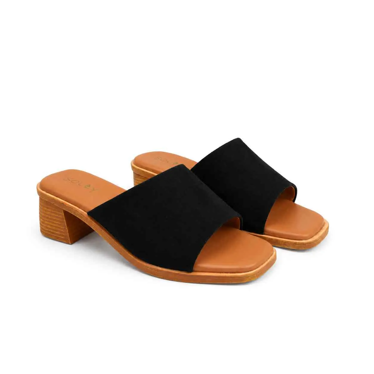 Sandale a demi talon pour femme 500-25 noir daim miniature